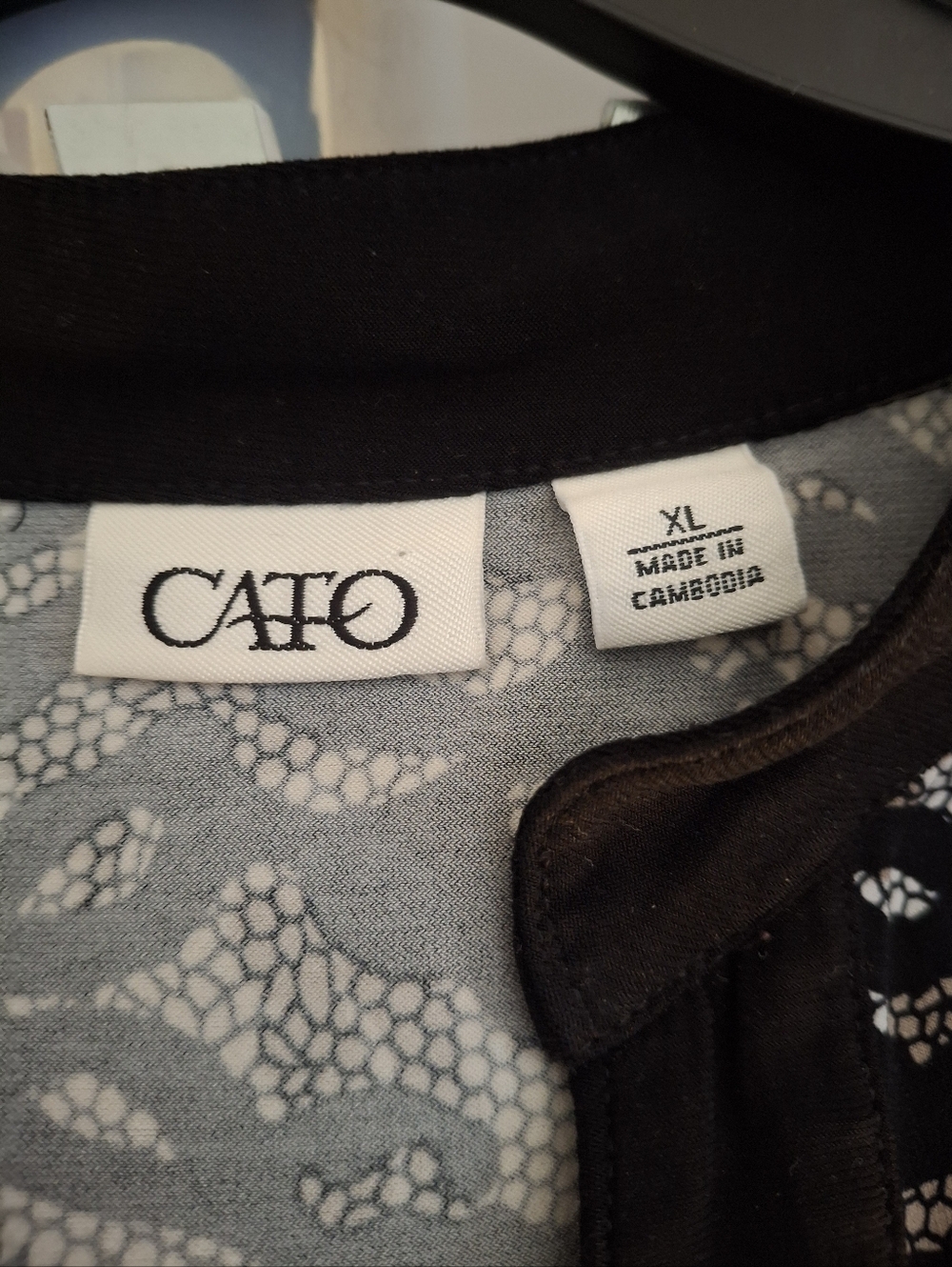 Cato Black & White Lace-Pattern Henley Top - Picture 2 of 3